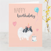 Pomeranian verjaardagskaart (zwart en wit) kaart (Gele Bloem)