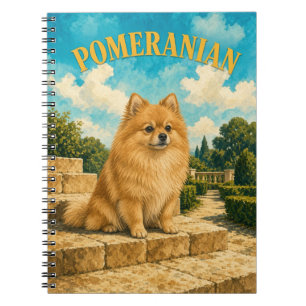Pomeranian, Vintage Watercolor Honden Kunst Notitieboek