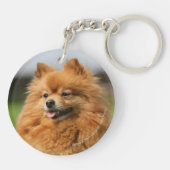 Pomeranian Watching Sleutelhanger (Achterkant)