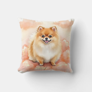 Pomeranian Watercolor Cloud Puff Kunst Kussen