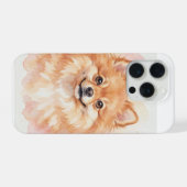 Pomeranian Watercolour Portret iPhone Hoesje (Achterkant horizontaal)