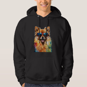 Pomeranian Zonnebril Hond Grappig Dierlijke Kunst Hoodie