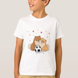 Pomerarias with soccer ball for Valentine's Day T-shirt