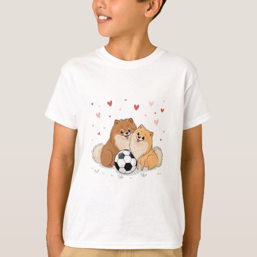 Pomerarias with soccer ball for Valentine's Day T-shirt (Voorkant)