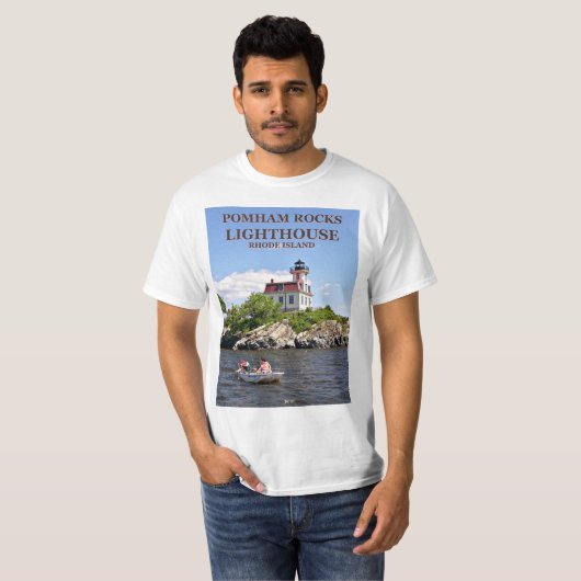 Pomham Rocks vuurtoren, Rhode Island T Shirt (Voorkant volledig)