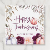 pomkin floral herfst Thanksgiving Bedankjes Labels (Voorkant)