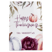 pomkin floral herfst Thanksgiving Medium Cadeauzakje (Achterkant)