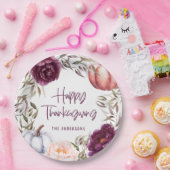 pomkin floral herfst Thanksgiving Papieren Bordje (Feest)