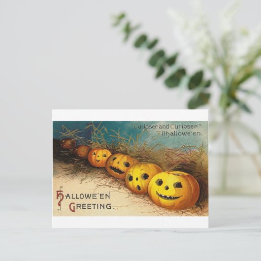 Pomkin Row - Curioser en Curioser Feestdagenkaart (Staand voorkant)