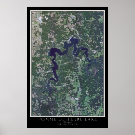 Pomme de Terre Lake Missouri Satellite Poster Map (Voorkant)