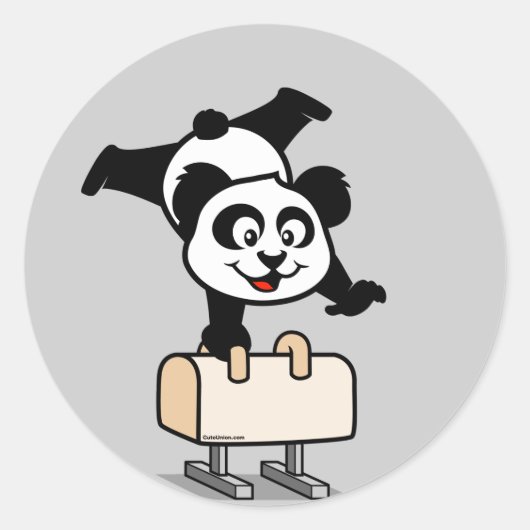 Pommel Horse Panda Ronde Sticker (Voorkant)