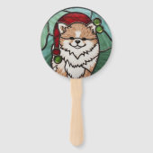 Pommeraan Gebrandschilderd Glas Kerstmis Handwaaier (Voorkant)