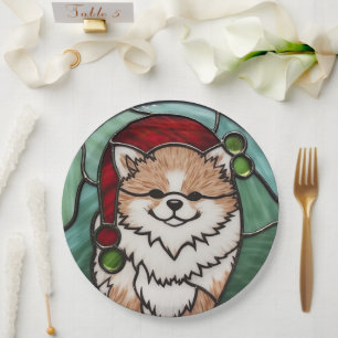 Pommeraan Gebrandschilderd Glas Kerstmis Papieren Bordje