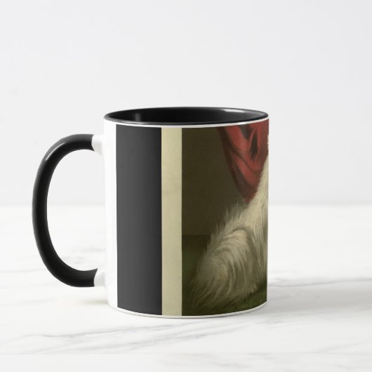  Pommeraans, Maltees hondenportret rood wit Mok (Links)