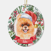 Pommeraanse hond Aangepaste kerstkerstkerstkerstve Keramisch Ornament (Links)