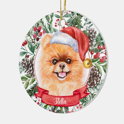 Pommeraanse hond Aangepaste kerstkerstkerstkerstve Keramisch Ornament (Links)