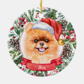 Pommeraanse hond Aangepaste kerstkerstkerstkerstve Keramisch Ornament (Achterkant)