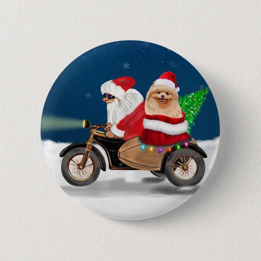 Pommeraanse kerstkerstkerstmankreet ronde button 5,7 cm (Voorkant)