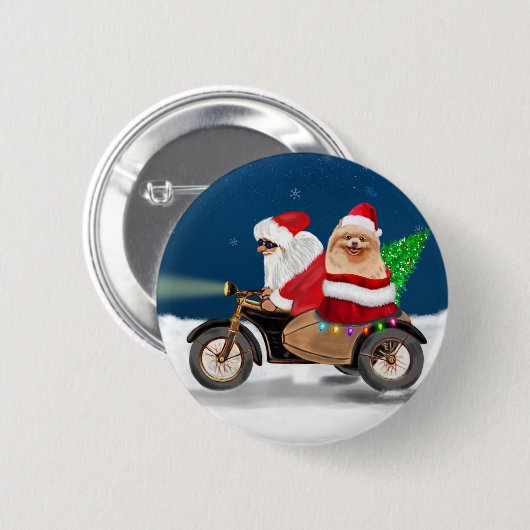 Pommeraanse kerstkerstkerstmankreet ronde button 5,7 cm (Voorkant /achterkant)