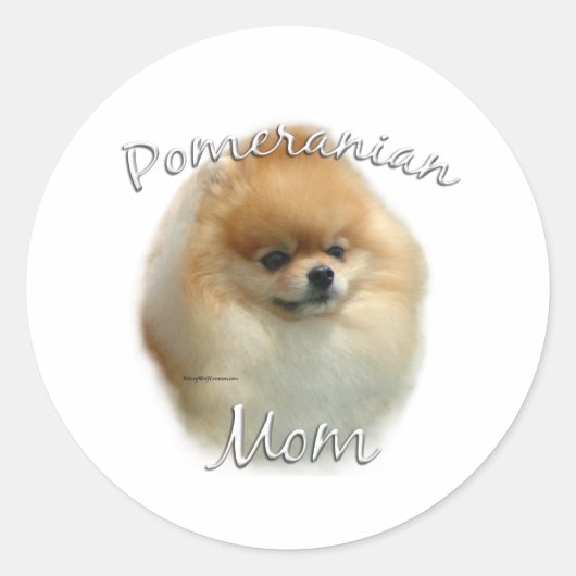 Pommeraanse mam 2 ronde sticker (Voorkant)