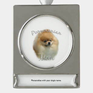 Pommeraanse mam 2 verzilverd banner ornament