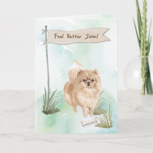 Pommeranian voelt zich beter na chirurgie met Dog Kaart (Voorkant)
