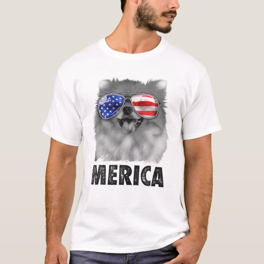 Pommeren 4e juli Merica Mannen Amerikaanse vlag po T-shirt (Voorkant)