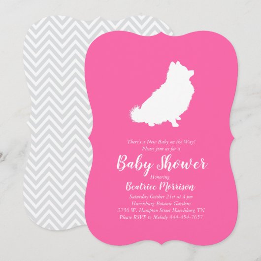 Pommeren Baby shower Pink Girl Kaart (Voorkant / Achterkant)