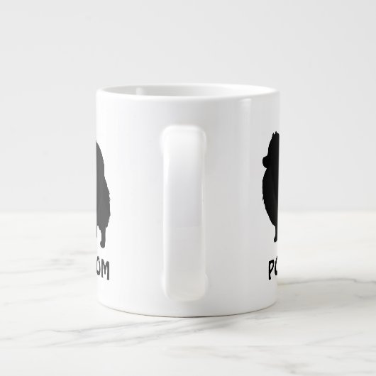 Pommeren Black Dog Silhouettes met aangepaste teks Grote Koffiekop (Achterkant)