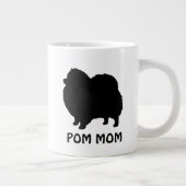 Pommeren Black Dog Silhouettes met aangepaste teks Grote Koffiekop (Rechts)
