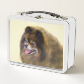 Pommeren Black en Tan Painting Original Dog Art (Voorkant)