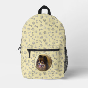 Pommeren Black en Tan Painting Original Dog Art Bedrukte Rugzak