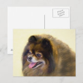 Pommeren Black en Tan Painting Original Dog Art Briefkaart (Voorkant / Achterkant)