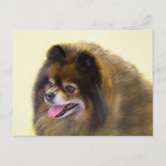 Pommeren Black en Tan Painting Original Dog Art Briefkaart (Voorkant)