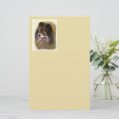 Pommeren Black en Tan Painting Original Dog Art Briefpapier (Staand voorkant)