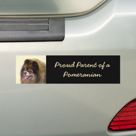 Pommeren Black en Tan Painting Original Dog Art Bumpersticker (Op auto)