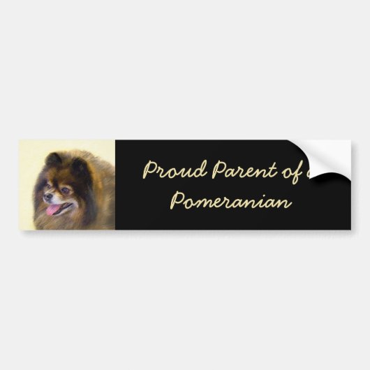 Pommeren Black en Tan Painting Original Dog Art Bumpersticker (Voorkant)