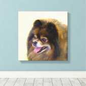 Pommeren Black en Tan Painting Original Dog Art Canvas Afdruk (Insitu (Houten vloer))