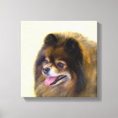 Pommeren Black en Tan Painting Original Dog Art Canvas Afdruk (Voorkant)