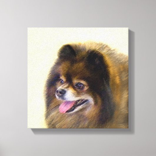 Pommeren Black en Tan Painting Original Dog Art Canvas Afdruk (Voorkant)