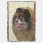 Pommeren Black en Tan Painting Original Dog Art Deken (Voorkant Verticaal)