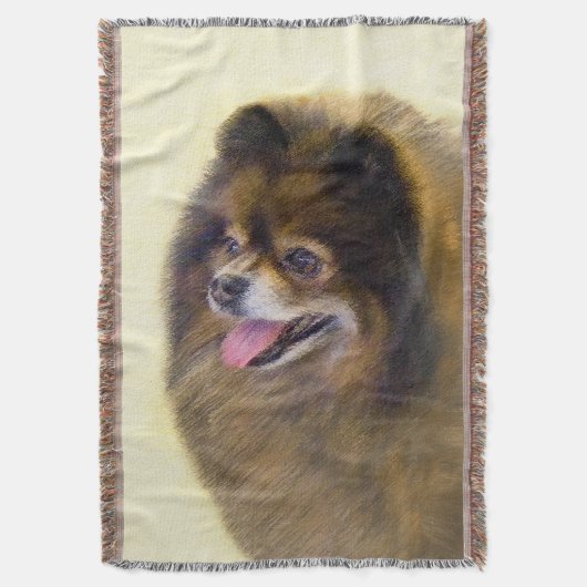 Pommeren Black en Tan Painting Original Dog Art Deken (Voorkant Verticaal)