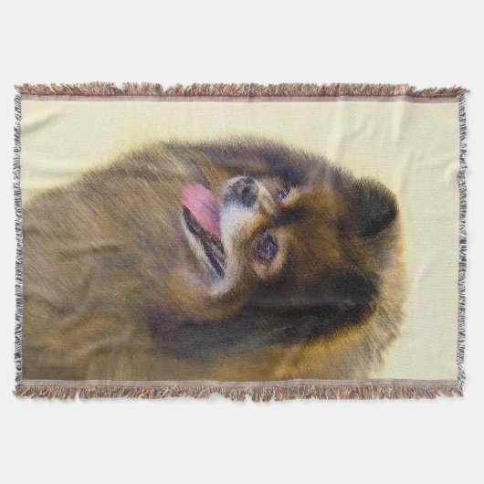 Pommeren Black en Tan Painting Original Dog Art Deken (Voorkant)