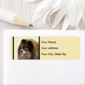 Pommeren Black en Tan Painting Original Dog Art Etiket (Insitu)