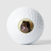 Pommeren Black en Tan Painting Original Dog Art Golfballen (Voorkant)