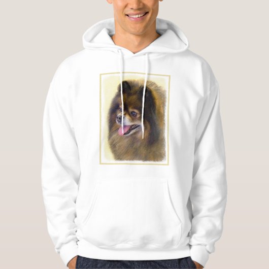 Pommeren Black en Tan Painting Original Dog Art Hoodie (Voorkant)