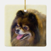 Pommeren Black en Tan Painting Original Dog Art Keramisch Ornament (Achterkant)