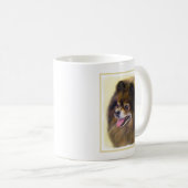 Pommeren Black en Tan Painting Original Dog Art Koffiemok (Voorkant rechts)