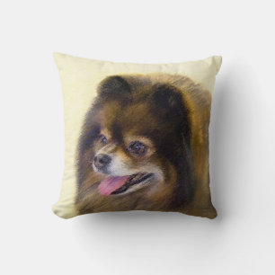 Pommeren Black en Tan Painting Original Dog Art Kussen