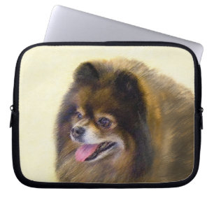 Pommeren Black en Tan Painting Original Dog Art Laptop Sleeve